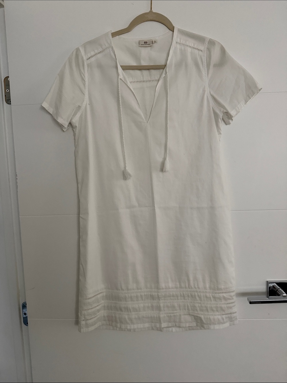 Ag Adriano Goldschmied White Short Sleeve Shift Dress